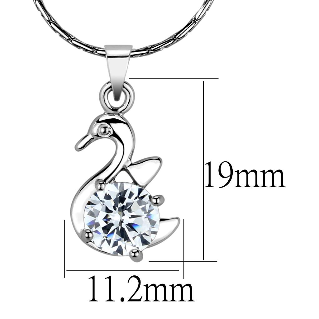 LO4149 - Rhodium Brass Chain Pendant with AAA Grade CZ  in Clear-1