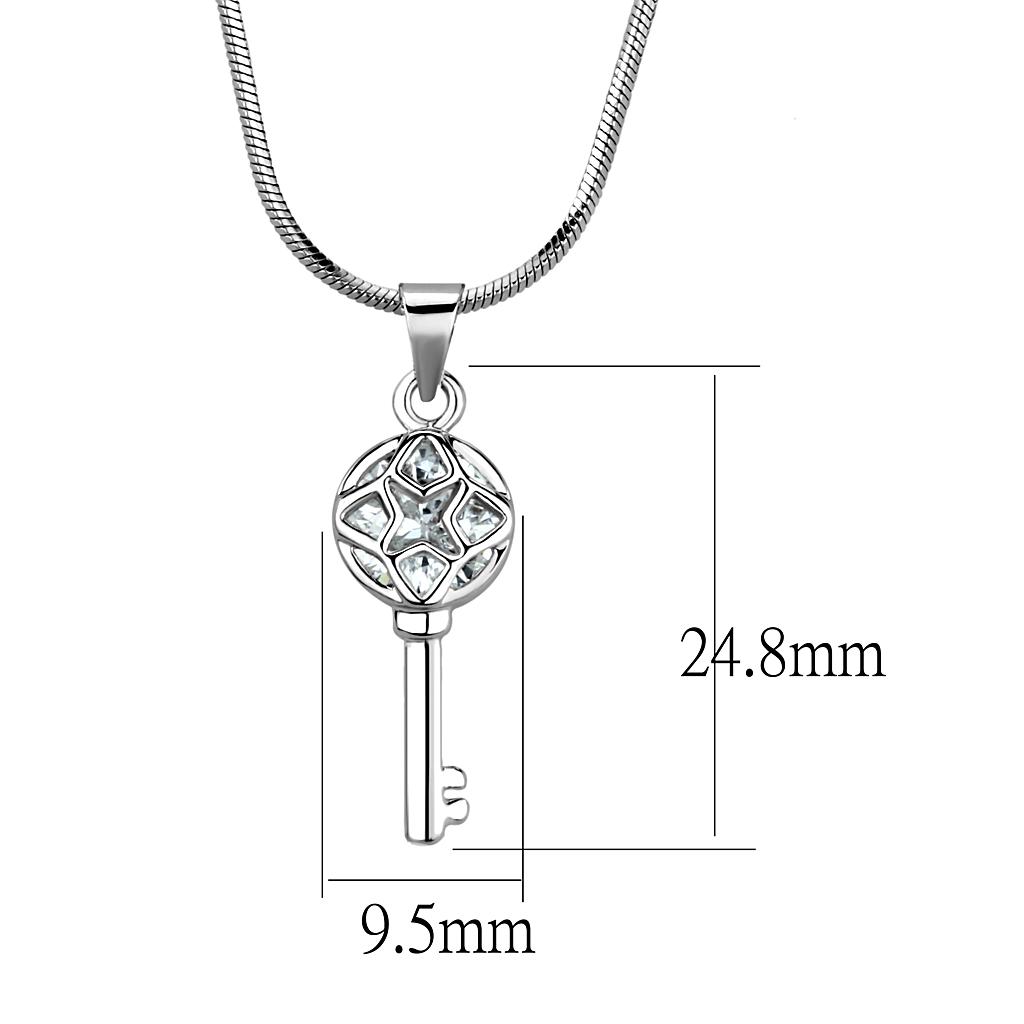 LO4158 - Rhodium Brass Chain Pendant with AAA Grade CZ  in Clear-1