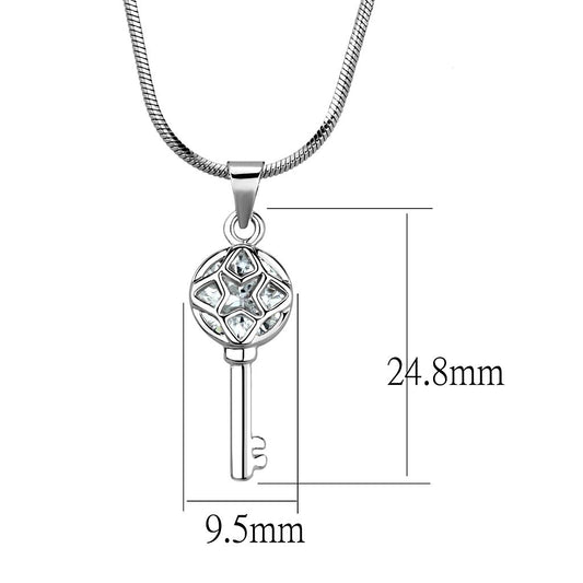 LO4158 - Rhodium Brass Chain Pendant with AAA Grade CZ  in Clear-1