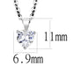 LO4171-16+2 - Rhodium Brass Chain Pendant with AAA Grade CZ  in Clear-1