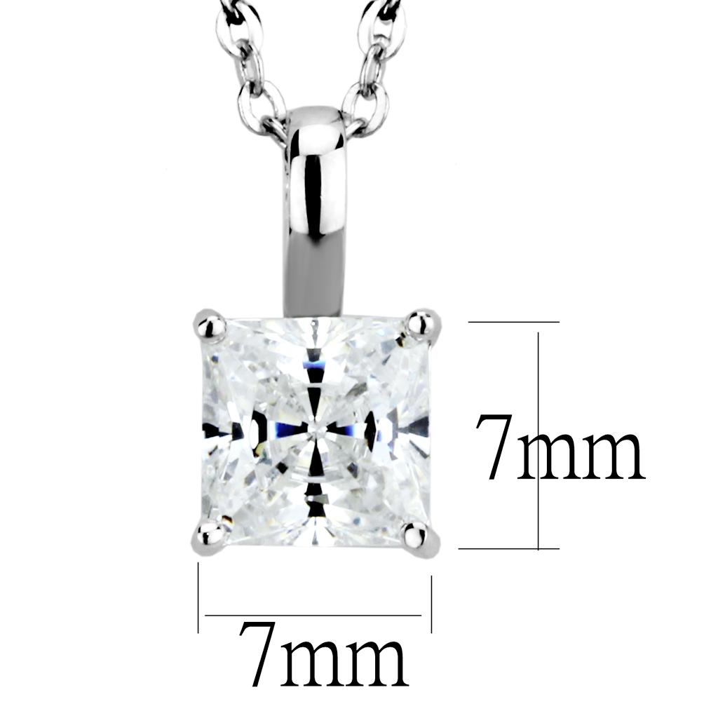 LO4174 - Rhodium Brass Chain Pendant with AAA Grade CZ  in Clear-1