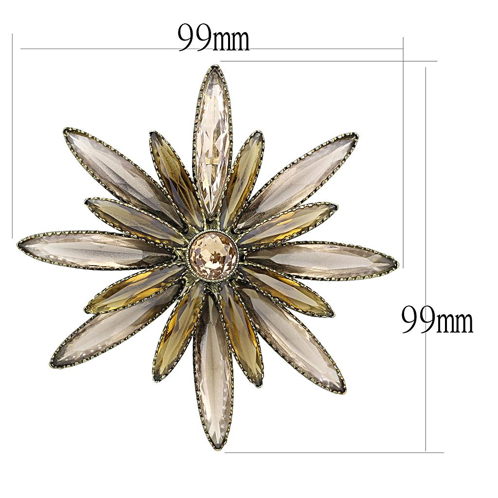 LO4176 - Antique Copper Brass Brooches with Synthetic Synthetic Glass in Champagne-1