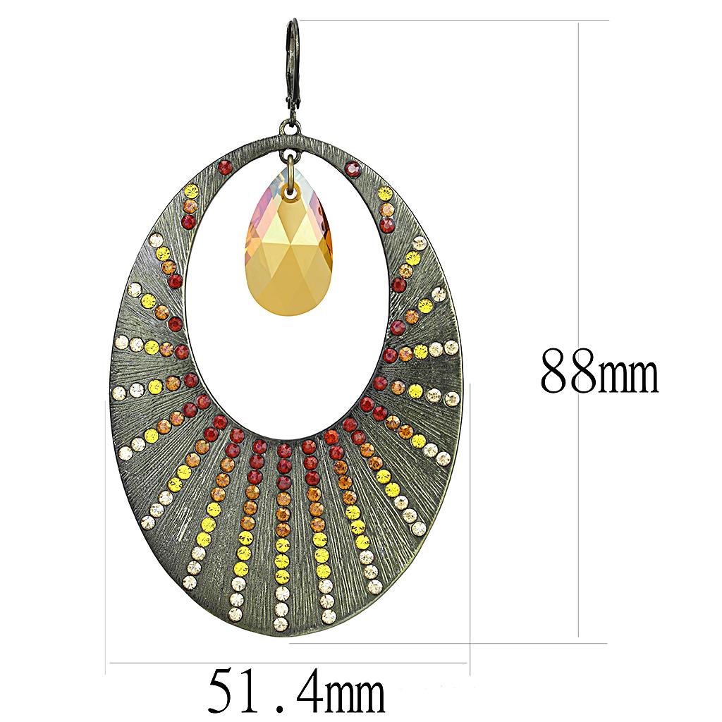 LO4177 - Antique Copper Brass Earrings with Top Grade Crystal  in Champagne-1