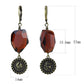 LO4193 - Antique Copper Brass Earrings with Synthetic Synthetic Glass in Garnet-1