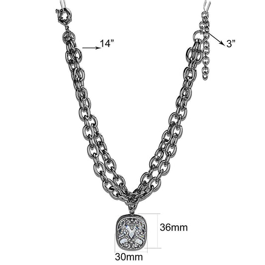 LO4207 - TIN Cobalt Black Brass Necklace with AAA Grade CZ  in Clear-1