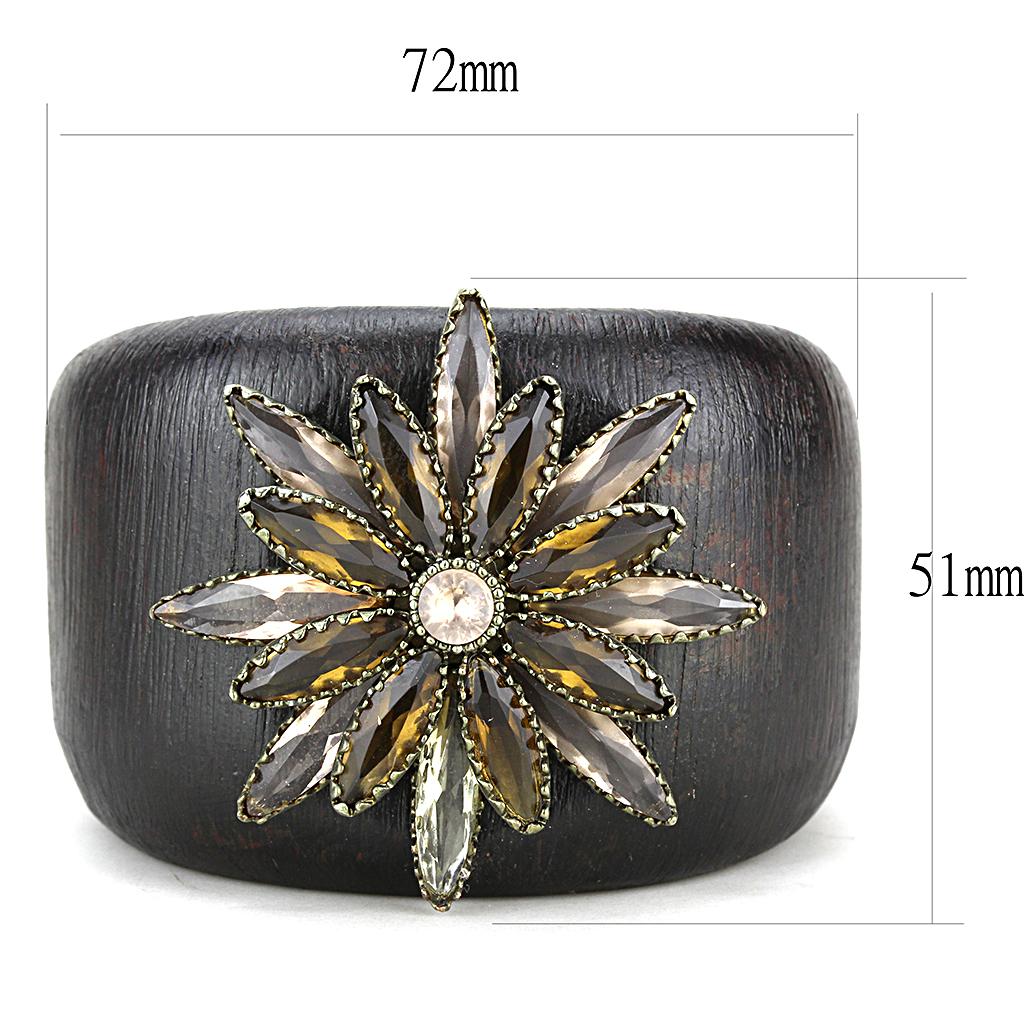 LO4220 - Antique Copper Brass Bangle with Synthetic Synthetic Stone in Champagne-1