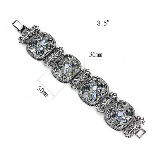 LO4225 - TIN Cobalt Black Brass Bracelet with AAA Grade CZ  in Clear-1