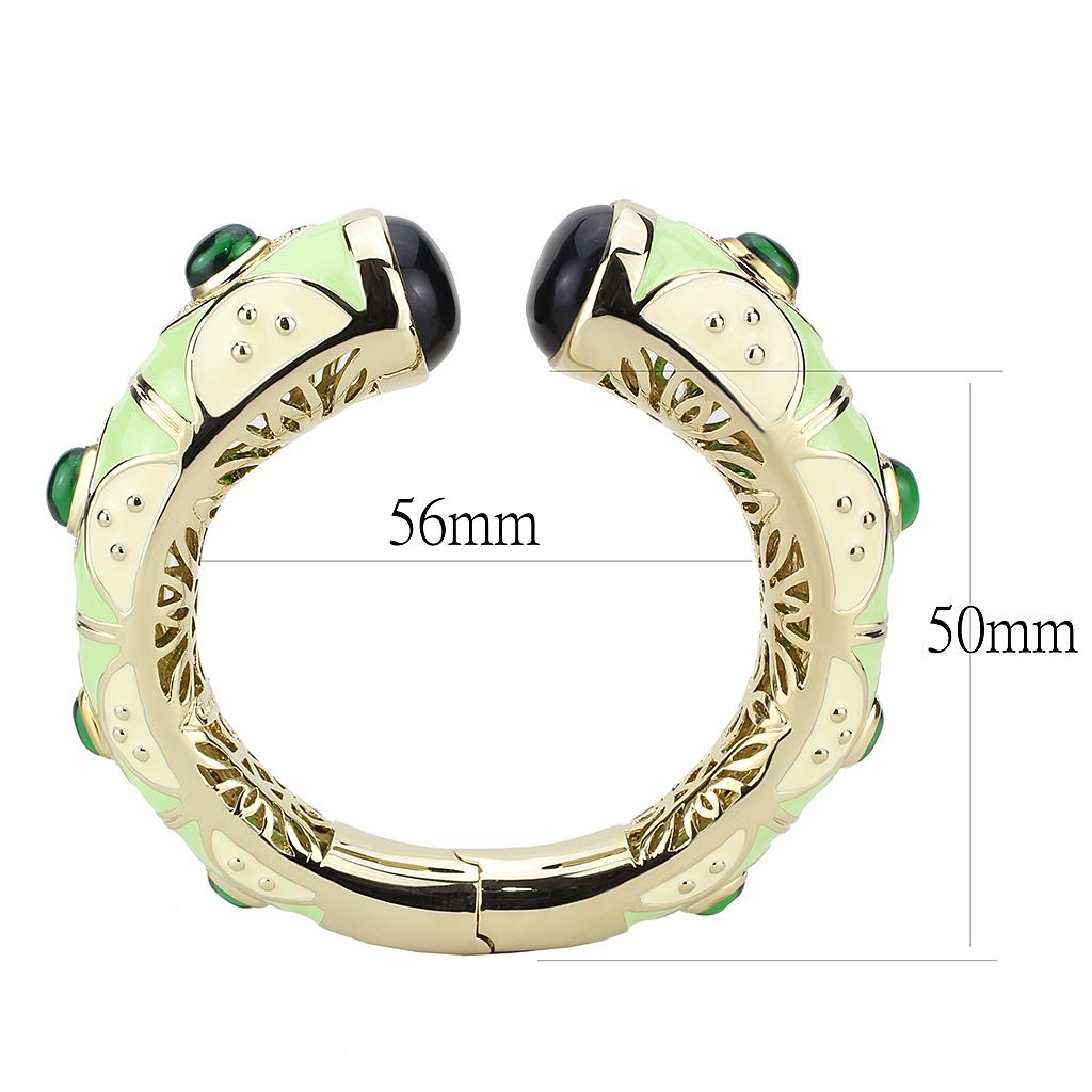 LO4267 - Gold Brass Bangle with Synthetic  in Emerald-2
