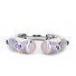 LO4268 - Rhodium Brass Bangle with Synthetic  in Rose-1