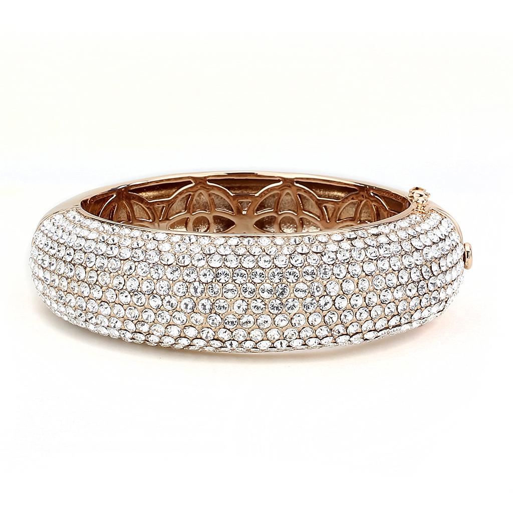LO4269 - Rose Gold+e-coating Brass Bangle with Top Grade Crystal  in Clear-1