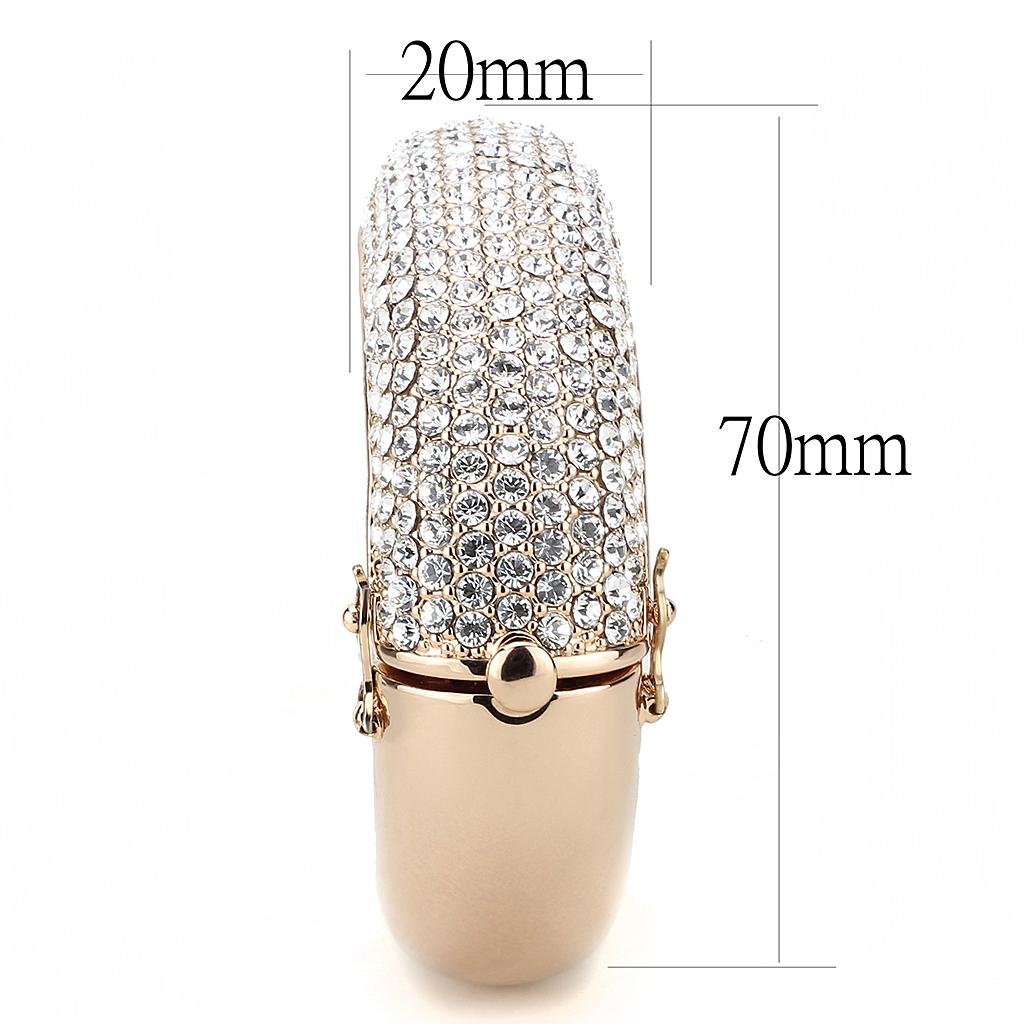 LO4269 - Rose Gold+e-coating Brass Bangle with Top Grade Crystal  in Clear-3