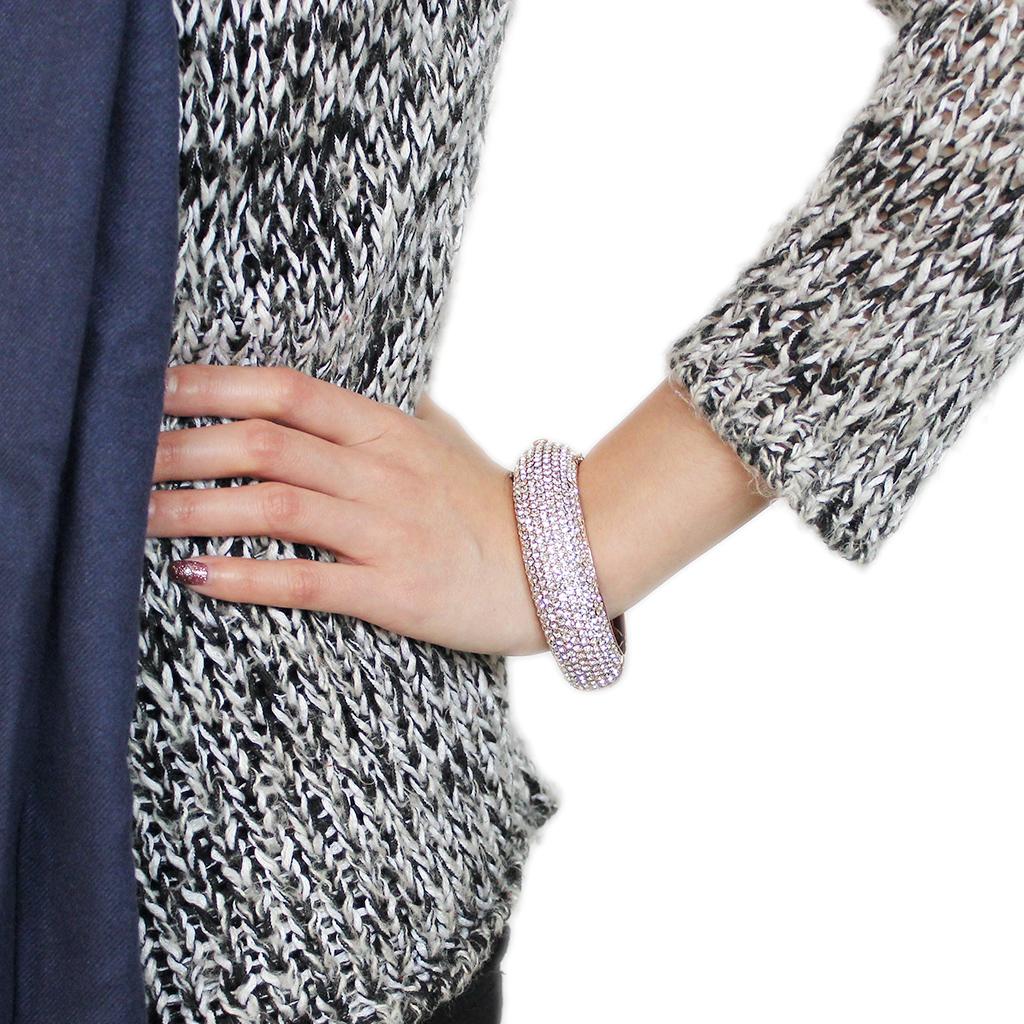 LO4269 - Rose Gold+e-coating Brass Bangle with Top Grade Crystal  in Clear-4