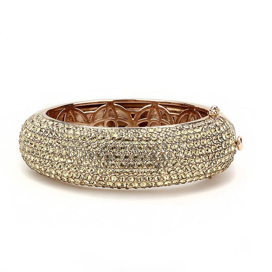 LO4270 - Rose Gold+e-coating Brass Bangle with Top Grade Crystal  in Citrine Yellow-1