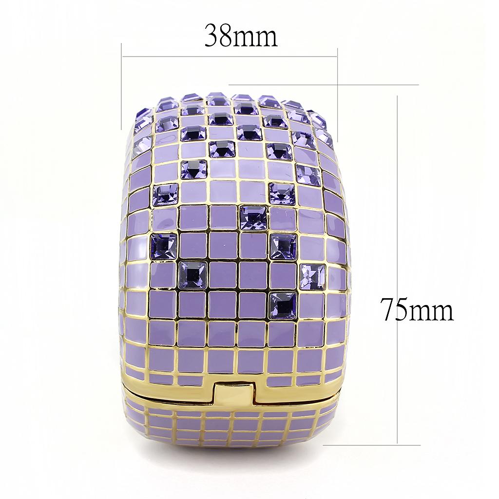 LO4271 - Gold Brass Bangle with Top Grade Crystal  in Tanzanite-3