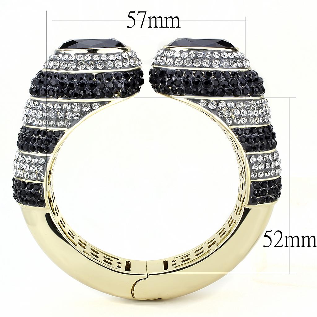 LO4274 - Gold Brass Bangle with Synthetic  in Jet-2