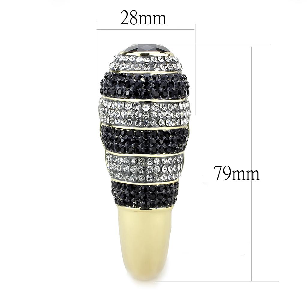 LO4274 - Gold Brass Bangle with Synthetic  in Jet-3