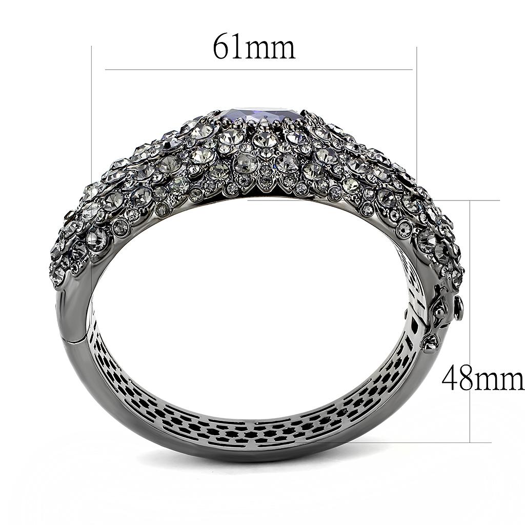 LO4275 - TIN Cobalt Black Brass Bangle with AAA Grade CZ  in Tanzanite-2