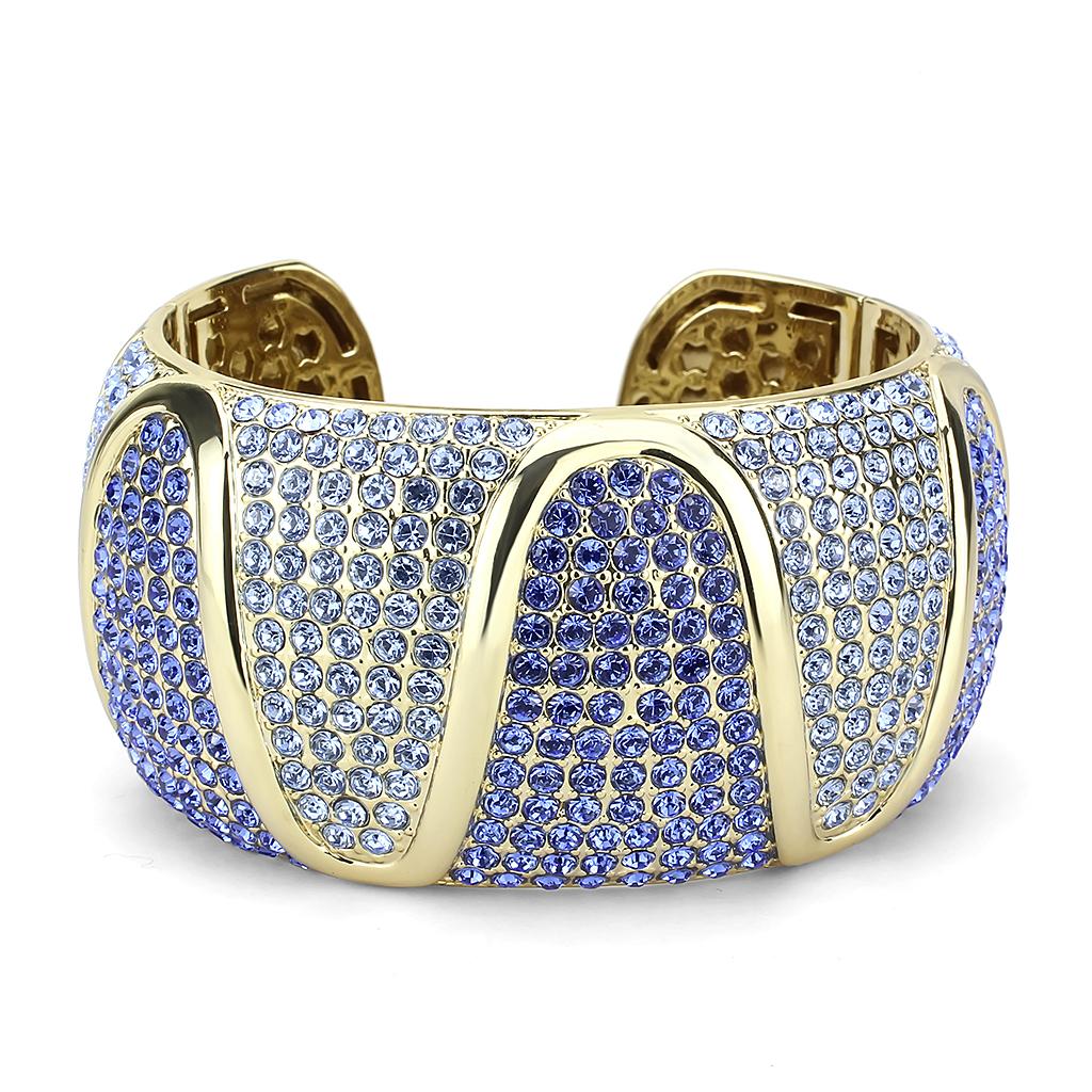 LO4276 - Gold Brass Bangle with Top Grade Crystal  in Multi Color-1