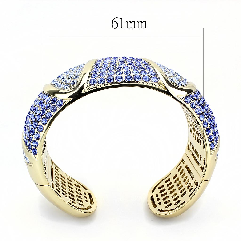 LO4276 - Gold Brass Bangle with Top Grade Crystal  in Multi Color-2