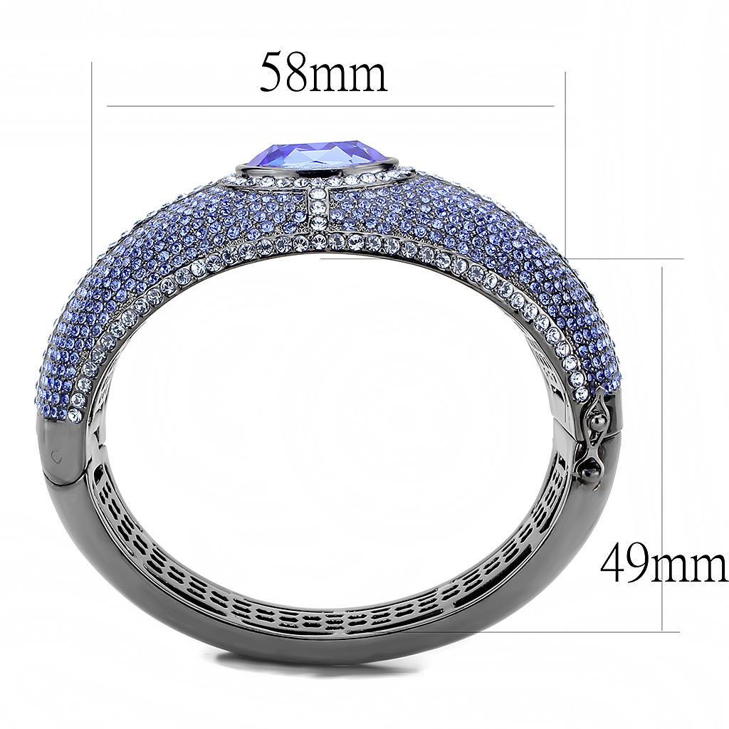LO4283 - TIN Cobalt Black Brass Bangle with Top Grade Crystal  in Sapphire-2