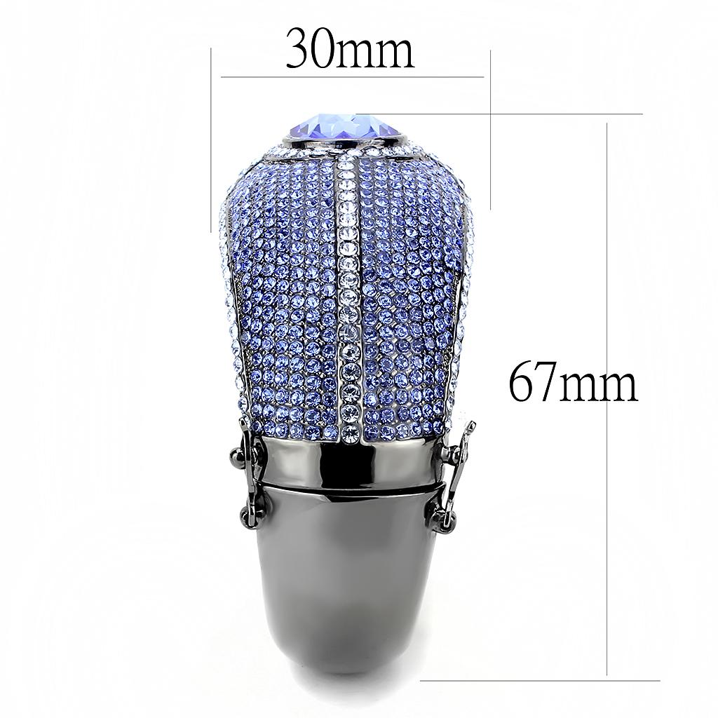 LO4283 - TIN Cobalt Black Brass Bangle with Top Grade Crystal  in Sapphire-3