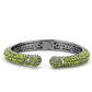 LO4284 - TIN Cobalt Black Brass Bangle with Top Grade Crystal  in Olivine color-1