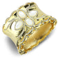 LO4285 - Gold Brass Bangle with Synthetic  in White-1