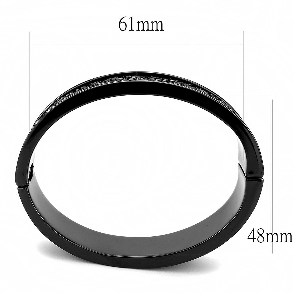 LO4286 - IP Black(Ion Plating) Brass Bangle with Top Grade Crystal  in Jet-2