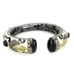 LO4298 - Gold+Hematite Brass Bangle with Synthetic Onyx in Jet-1