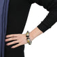 LO4298 - Gold+Hematite Brass Bangle with Synthetic Onyx in Jet-4