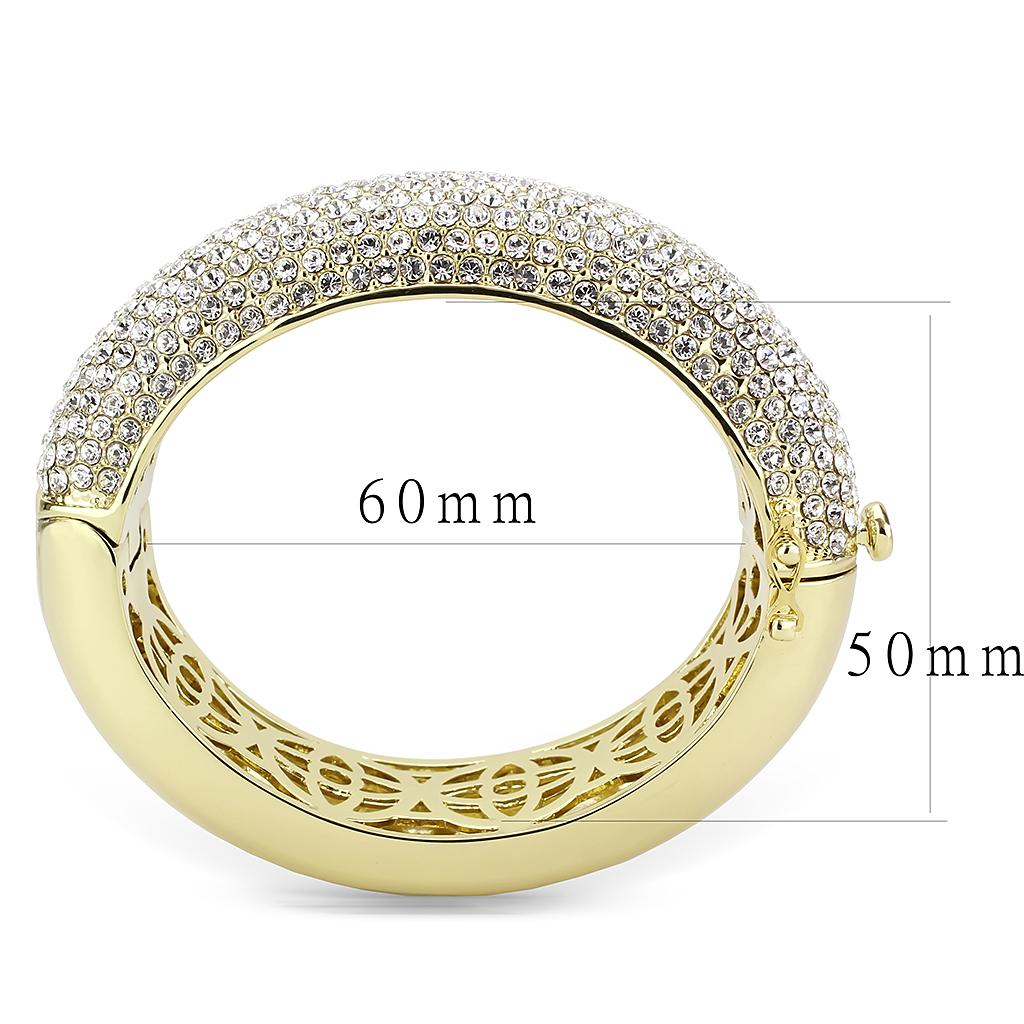 LO4301 - Flash Gold Brass Bangle with Top Grade Crystal  in Clear-2