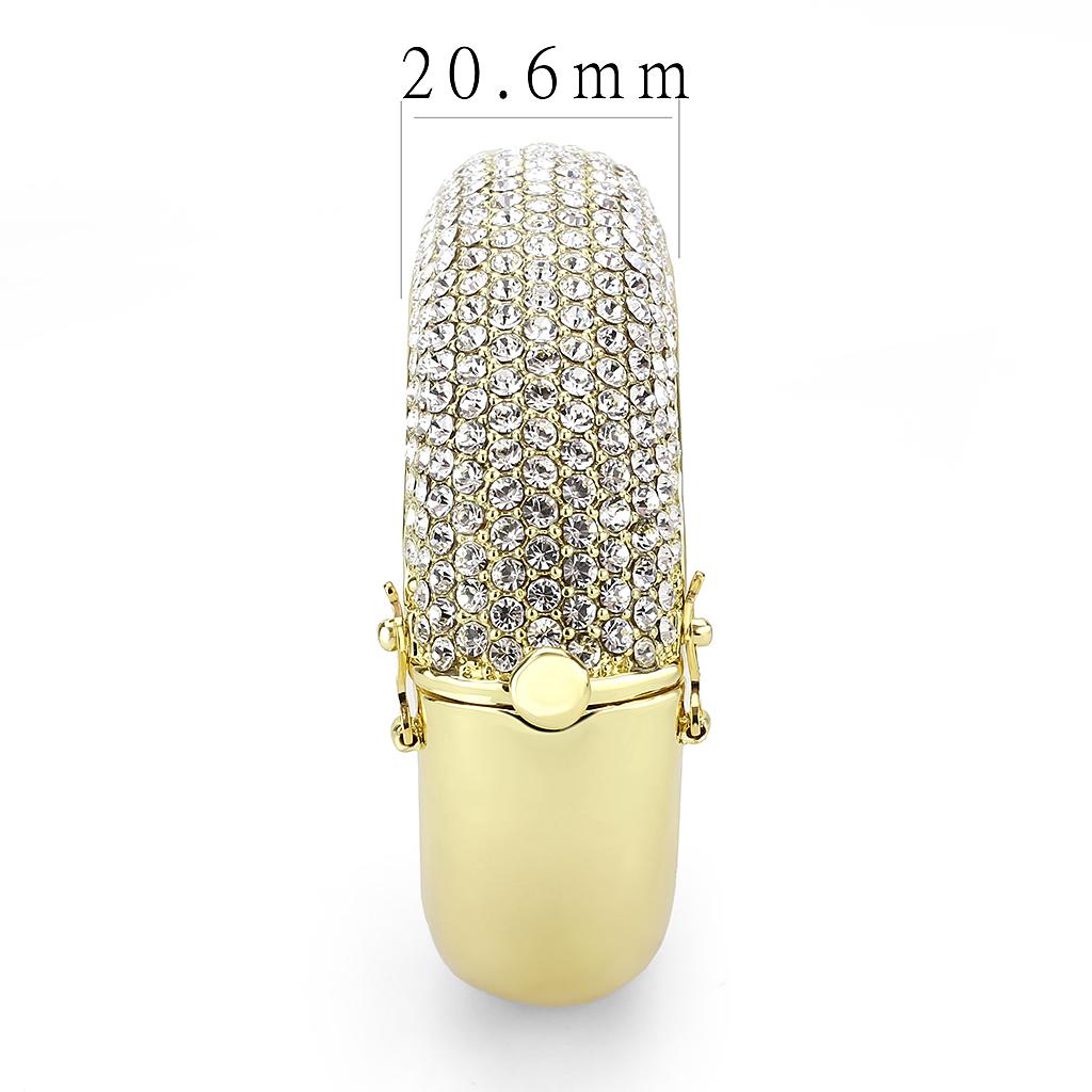 LO4301 - Flash Gold Brass Bangle with Top Grade Crystal  in Clear-3