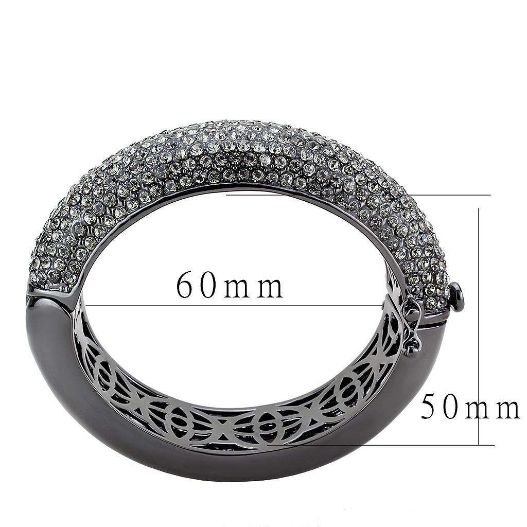 LO4304 - TIN Cobalt Black Brass Bangle with Top Grade Crystal  in Black Diamond-2