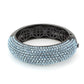 LO4305 - TIN Cobalt Black Brass Bangle with Top Grade Crystal  in Sea Blue-1