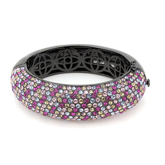 LO4306 - TIN Cobalt Black Brass Bangle with Top Grade Crystal  in Multi Color-1