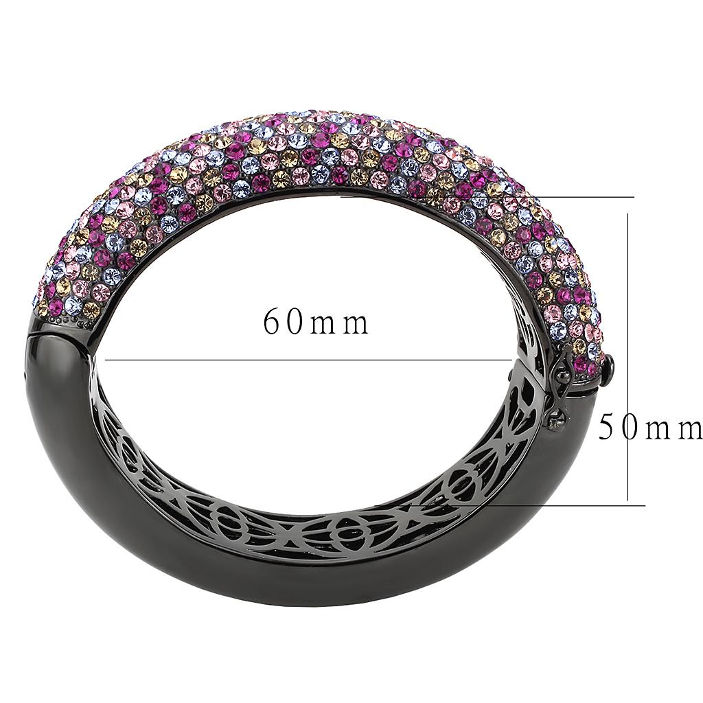 LO4306 - TIN Cobalt Black Brass Bangle with Top Grade Crystal  in Multi Color-2