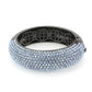LO4307 - TIN Cobalt Black Brass Bangle with Top Grade Crystal  in Aquamarine-1