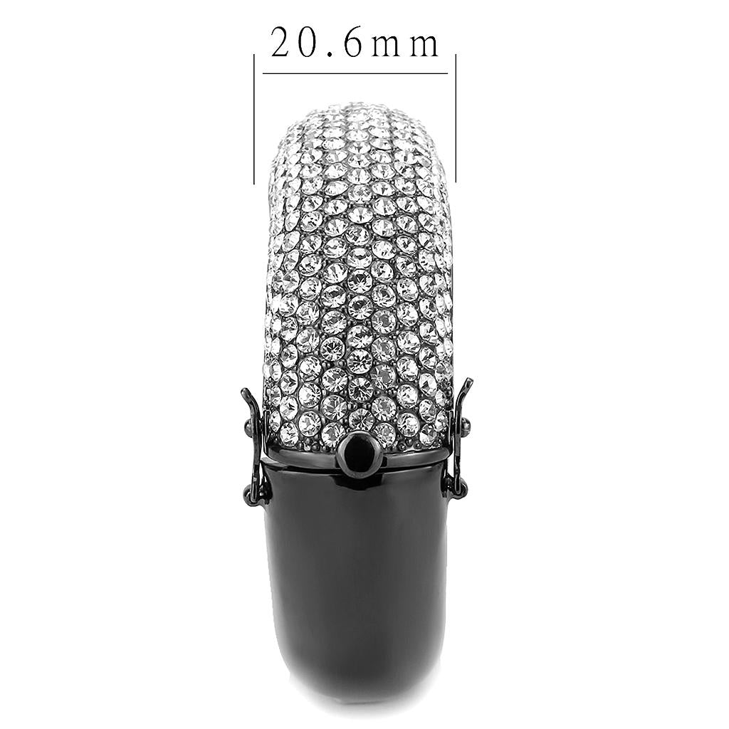 LO4308 - TIN Cobalt Black Brass Bangle with Top Grade Crystal  in Clear-3