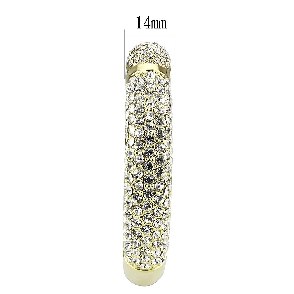 LO4311 - Flash Gold Brass Bangle with Top Grade Crystal  in Clear-3