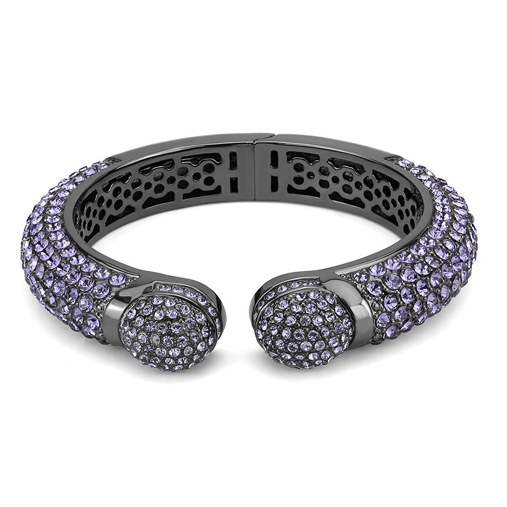 LO4312 - TIN Cobalt Black Brass Bangle with Top Grade Crystal  in Tanzanite-1