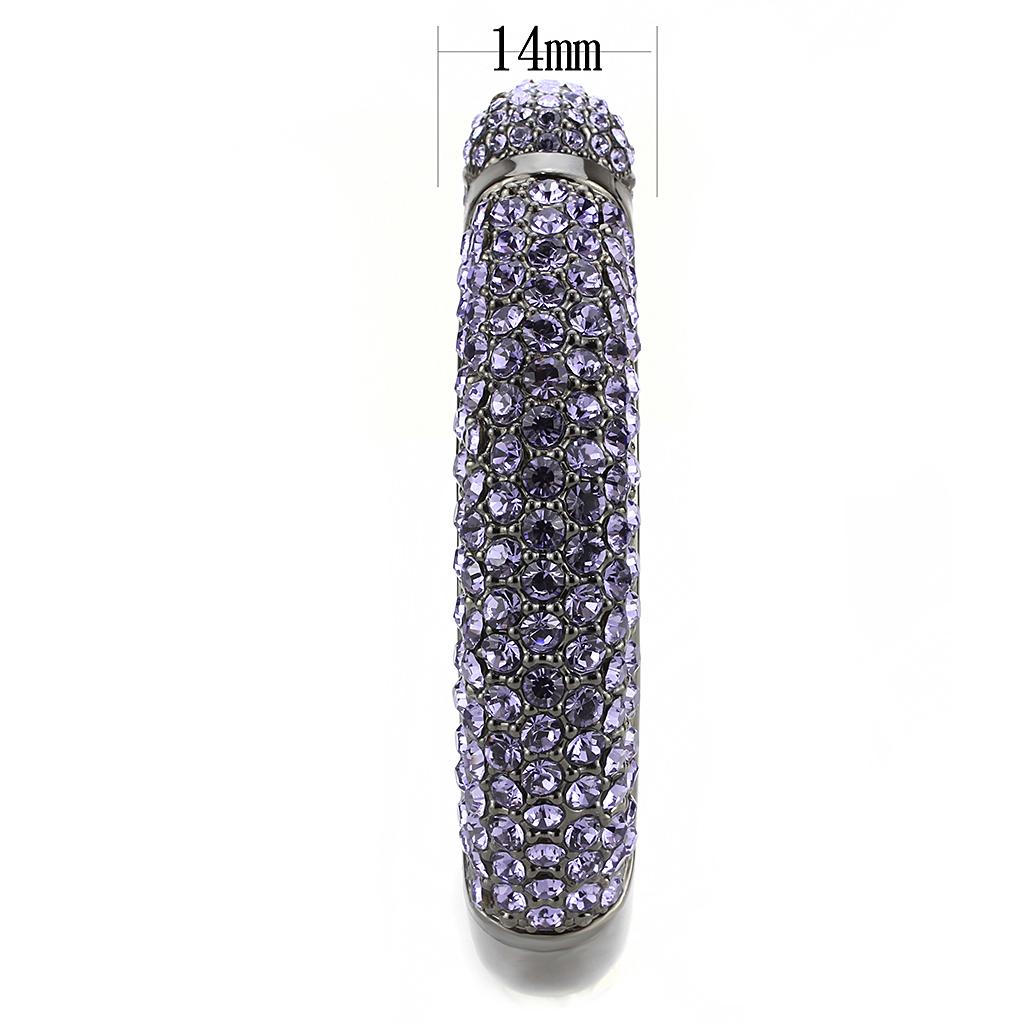 LO4312 - TIN Cobalt Black Brass Bangle with Top Grade Crystal  in Tanzanite-3