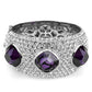 LO4330 - Rhodium Brass Bangle with AAA Grade CZ  in Amethyst-1