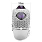 LO4330 - Rhodium Brass Bangle with AAA Grade CZ  in Amethyst-3