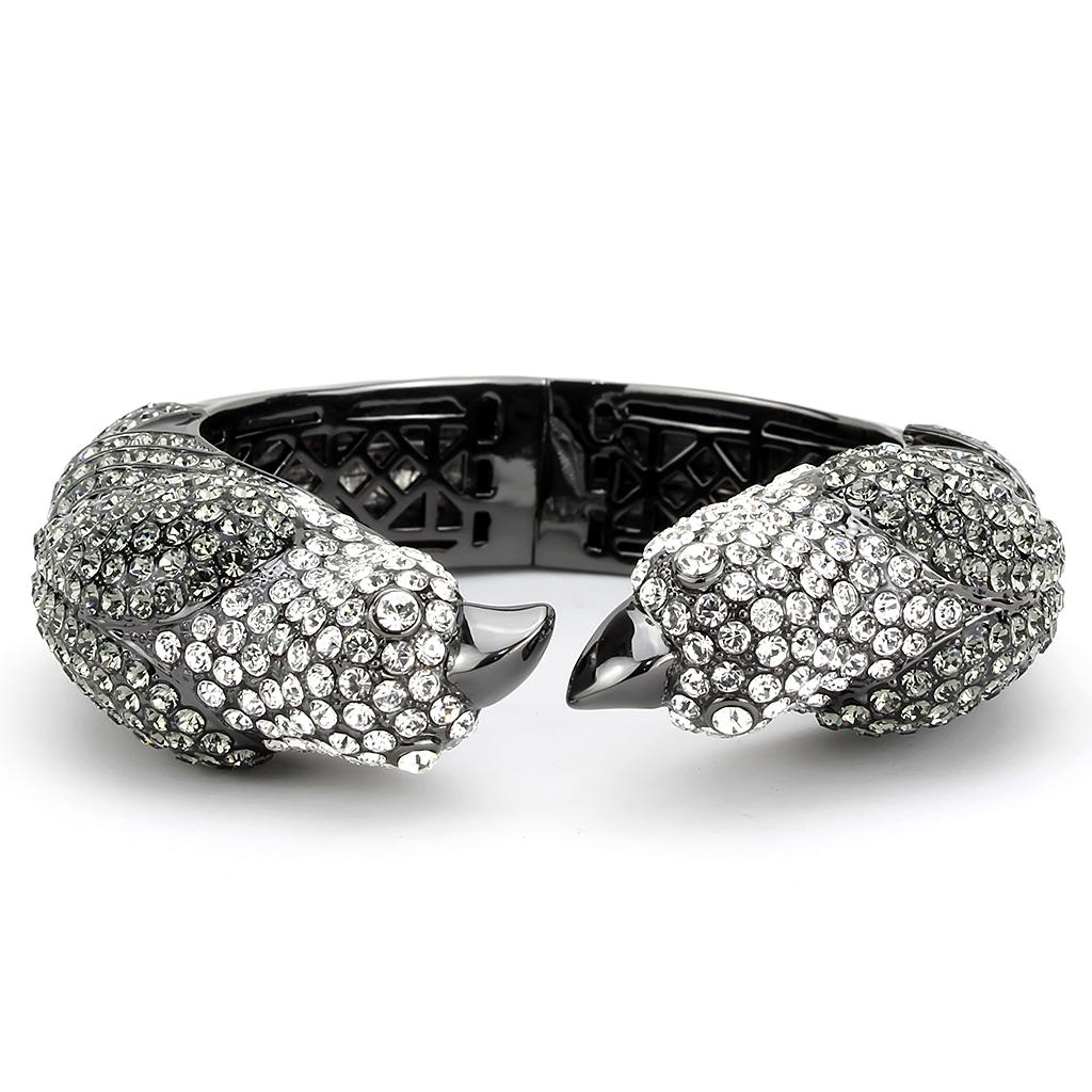 LO4333 - Ruthenium Brass Bangle with Top Grade Crystal  in Multi Color-1