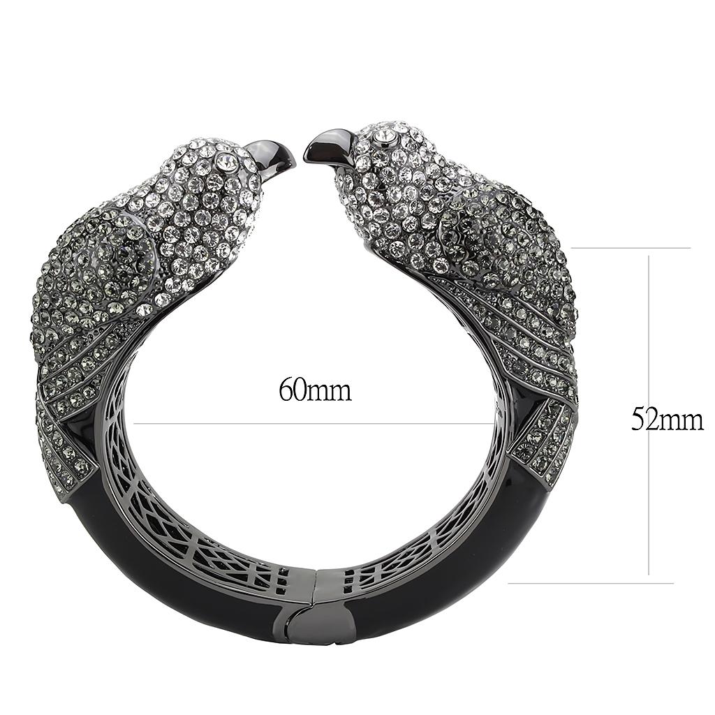 LO4333 - Ruthenium Brass Bangle with Top Grade Crystal  in Multi Color-2