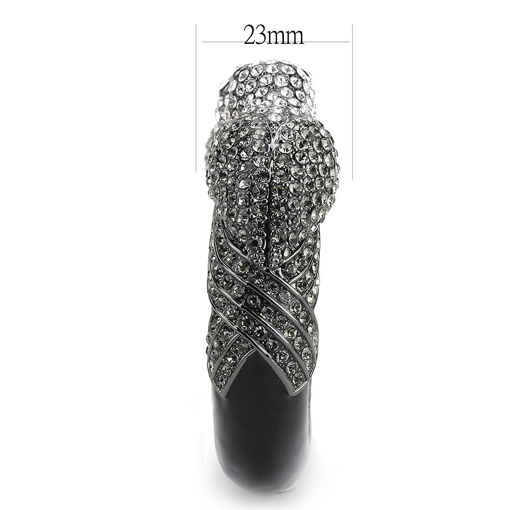 LO4333 - Ruthenium Brass Bangle with Top Grade Crystal  in Multi Color-3