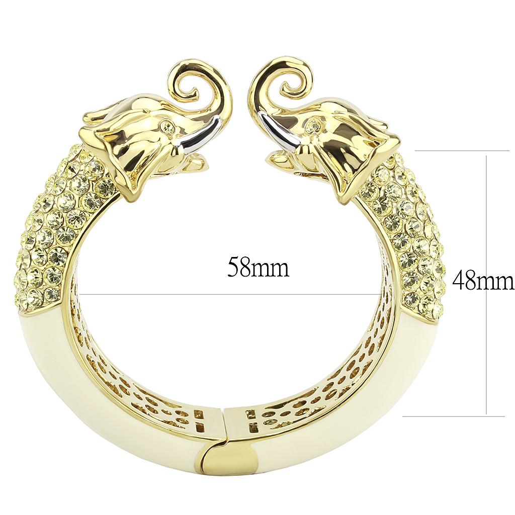 LO4334 - Gold+Rhodium Brass Bangle with Top Grade Crystal  in Citrine Yellow-2