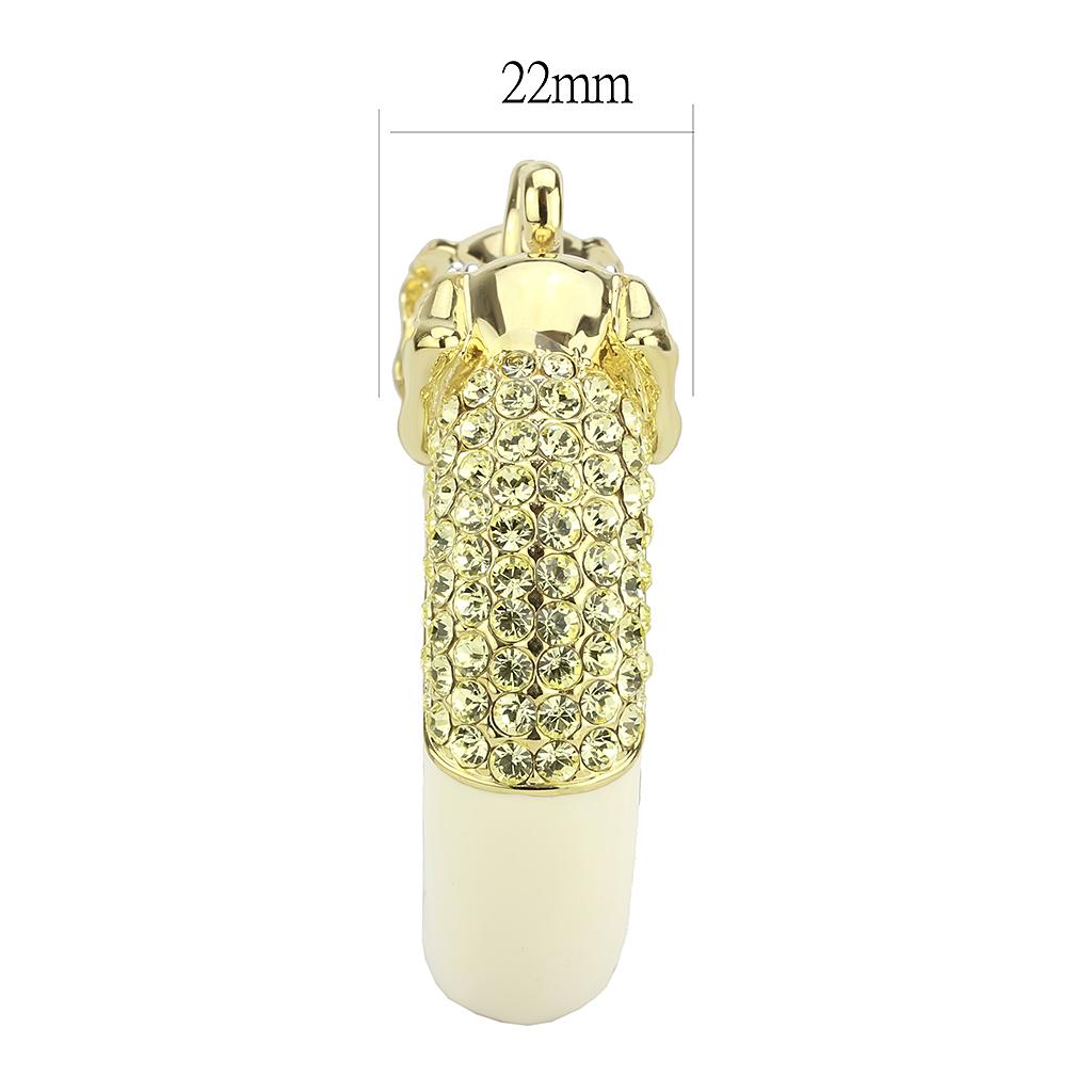 LO4334 - Gold+Rhodium Brass Bangle with Top Grade Crystal  in Citrine Yellow-3