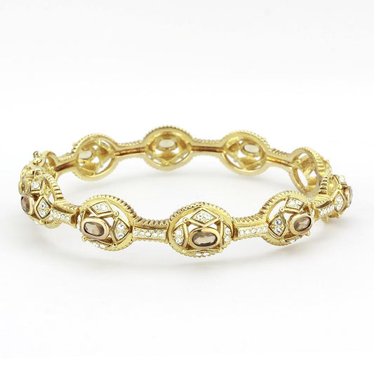 LO4336 - Gold Brass Bangle with Synthetic  in Brown-1