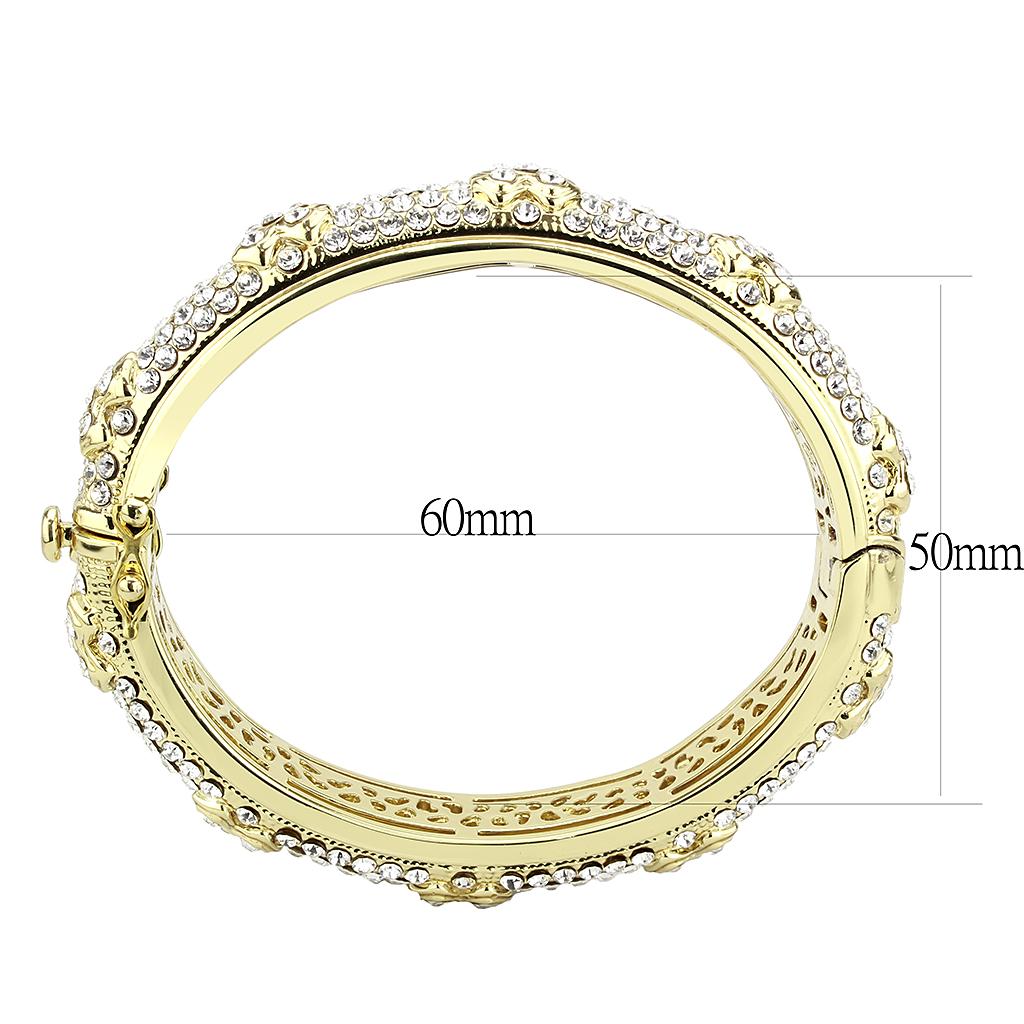 LO4339 - Gold Brass Bangle with Top Grade Crystal  in Clear-2